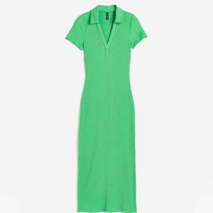 Bright Green Bodycon Dress with Collar